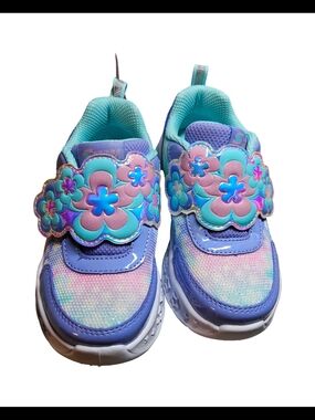 NWOT Toddler size 8 Sport by Skechers  LightUp Sneakers in Purple, blue and Teal
